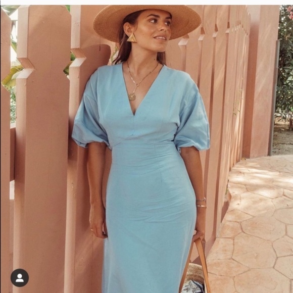 💧Zara Sky Blue Voluminous Rustic Dress NWT💧 - Picture 3 of 15